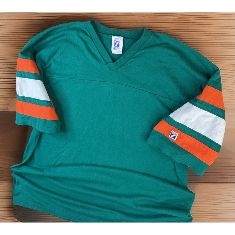Logo 7 Blank Mesh Jersey Shirt Mens XL Green USA Single Stitched Tee 80s Vintage